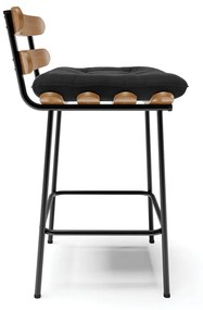 Kit 04 Banquetas Costela Suede Preto Base Metálica Preto - D'Rossi