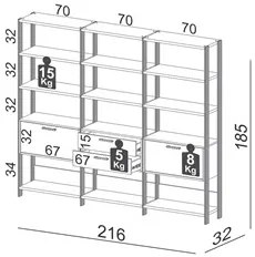Estante Alta Estilo Industrial 2 Portas 2 Gavetas E93 Freijó/Preto Fos
