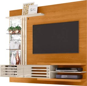 Painel TV 55 Pol 182cm Bancada Suspensa para Sala Romelli Cinamomo/Off White M20 - D'Rossi
