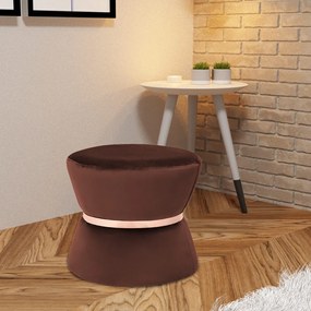 Puff Decorativo Sala de Estar 45cm Dhaka Veludo Marrom G15 - Gran Belo