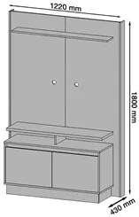 Estante Home Theater Para TV Até 60 Pol. Twin I04 Freijó/Off White - M