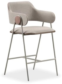 Banqueta Kora Estofada Assento com Base Laminada Encosto Detalhe Laminado Pés em Aço Carbono