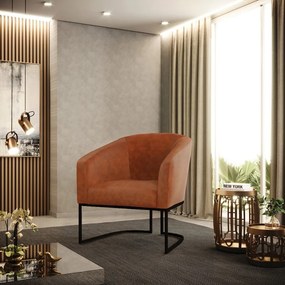Poltrona Decorativa Industrial Preto Kit 2 Stella Sintético PU Nozes D03 - D'Rossi