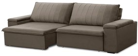 Sofá Retrátil e Reclinável 4 Lugares 245cm Kent Porta Copos no Braço Veludo Castor G22 - Gran Belo