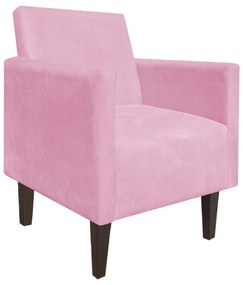 Kit Namoradeira 02 Lugares e 02 Poltronas Jade Suede Rosa Bebê Pés Chanfrado Tabaco - D'Rossi