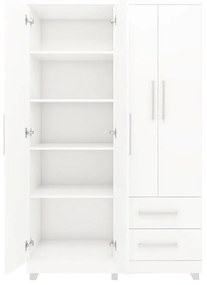 Roupeiro Guarda Roupa 4 Portas Prateleiras 2 Gavetas Branco