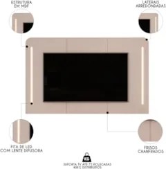 Painel Para TV Suspenso 75 Pol 218cm World D04 Off White - Mpozenato