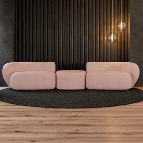 Sofá Versátil Sala de Estar Egito 322cm Modulado Veludo Rosê G52 - Gran Belo