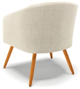 Poltrona Decorativa Pé Palito Castanho Stella  Bouclê Bege D03 - D'Rossi