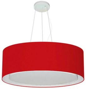 Lustre Pendente Cilíndrico Duplo Md-4126 Cúpula em Tecido 80x30cm Bordo - Bivolt