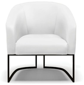 Poltrona Decorativa Industrial Preto Kit 2 Stella Sintético Branco D03 - D'Rossi