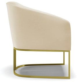 Poltrona Decorativa Industrial Dourada Stella Sintético D03 - D'Rossi - Bege
