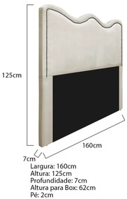 Cabeceira Queen Bari P02 160 cm para cama Box Linho - ADJ Decor