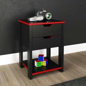 Gaveteiro para Escritório Home Office Gamer ME4163 MDP Preto/Vermelho G69 - Gran Belo