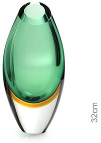 Gota Baixa 170 MS Bicolor Verde com Âmbar Murano Cristais Cadoro