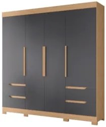 Guarda Roupa Casal 212cm 4 Portas Vivacce Freijó/Titanium   - Albatroz