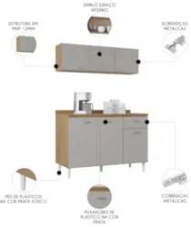 Armário e Balcão com Tampo 120cm Classic Damasco/Off White Z46 - Mpoze