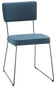 Cadeira de Jantar Decorativa Base Aço Preto Luigi Linho Azul Jeans G17 - Gran Belo