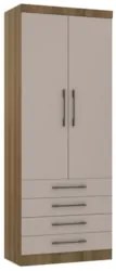 Guarda Roupa Modulado 90cm 2 Portas 4 Gavetas Delphi Avelã/Cinnamon L0