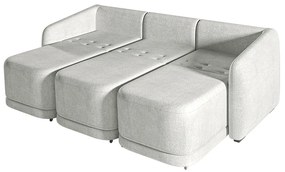 Sofá Cama Modulado Retrátil e Reclinável Decorativo Varsóvia 336cm Bouclê Cinza G33 - Gran Belo