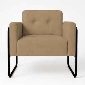 Poltrona Sala Industrial Alta Tubo Preto Elisa Suede D03 - D'Rossi - Marrom Rato