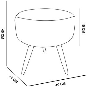 Puff Banqueta Berlim Redondo Suede Azul Marinho Pés Natural D'Rossi