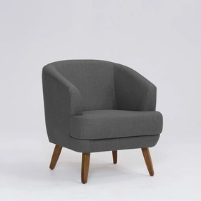 Poltrona Decorativa Milão D07 Pés Madeira Linho Mescla Chumbo - D'Rossi