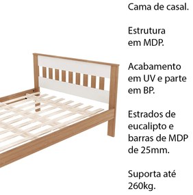Cama de casal MDP CM8007 Amendoa/Branco G69 - Gran Belo