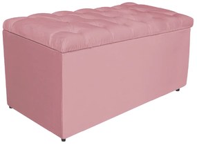 Calçadeira Estofada Liverpool 90 cm Solteiro Suede Rosa Bebê - ADJ Decor