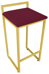 Banqueta Pietra Suede Base Dourado - Vinho