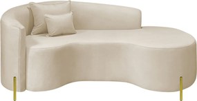 Divã Recamier Curvo Sala de Estar Recepção Inglaterra 180cm Pés Metal Dourado Lado Direito Bouclé