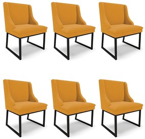 Cadeira Sala de Jantar Industrial Preto kit 6 Liz Bouclê D03 - D'Rossi - Mostarda