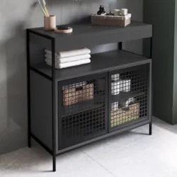 Gabinete de Banheiro 80cm Industrial Para Cuba Liny Grafite Z54 - Mpoz