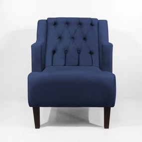 Poltrona Classic Suede Azul Marinho Pés Palito Sala, Quarto, Decoração