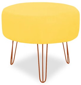 Puff Chloe Pés Hairpin Legs Bronze Suede Amarelo