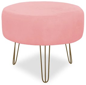 Puff Chloe Pés Hairpin Legs Dourado Suede Rose