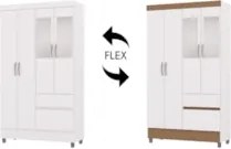 Guarda Roupa Solteiro 103cm Com Espelho Mayra Flex Branco V02 - Mpozen