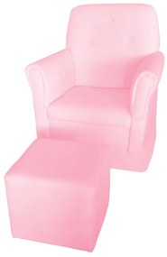 Poltrona Suzi Amamentação Balanço + Puff Suzi Courino Rosa
