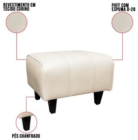 Poltrona do Papai com Puff USB e Porta Copos Ravella Sintético R04 - D'Rossi
 - Bege