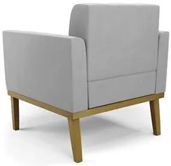 Sofá Namoradeira e 1 Poltrona Base Madeira Castanho Ana Suede Cinza -