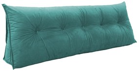 Almofada para Cabeceira Mel 1,00 m Solteiro Travesseiro Apoio para Encosto Macia Formato Triângulo Suede Azul Tiffany