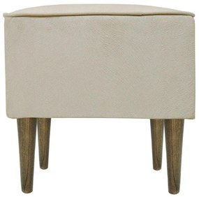 Puff Quadrado Milão Sigma em Suede com Pés Palito - Marfim