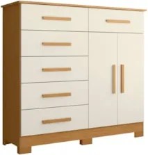 Cômoda Para Quarto 2 Portas 124cm Ester A02 Off/Cinamomo    - Mpozenat