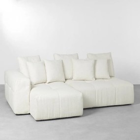 Sofá Gomos Chaise com Braço Esquerdo Bouclé Aveia