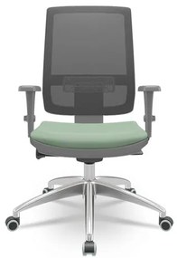 Cadeira Brizza Diretor Grafite Tela Preta com Assento Vinil Verde Base Autocompensador Aluminio - 65798 Sun House