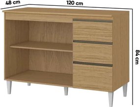 Balcão Cozinha com Tampo 120cm 3 Portas Paolla A09 - D'Rossi - Atacama e Off White
