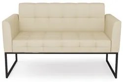 Sofá Namoradeira Base Industrial Preto Ana Veludo Luxo Off White - Ibi