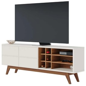 Rack Bancada Decorativa 180cm Sancho Off White/Freijó G73 - Gran Belo