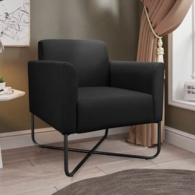 Kit 2 Poltronas Decorativas Isabella Base X Suede Preto G19 - Gran Belo