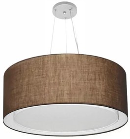 Lustre Pendente Cilíndrico Duplo Md-4302 Cúpula em Tecido 60x30cm Café - Bivolt